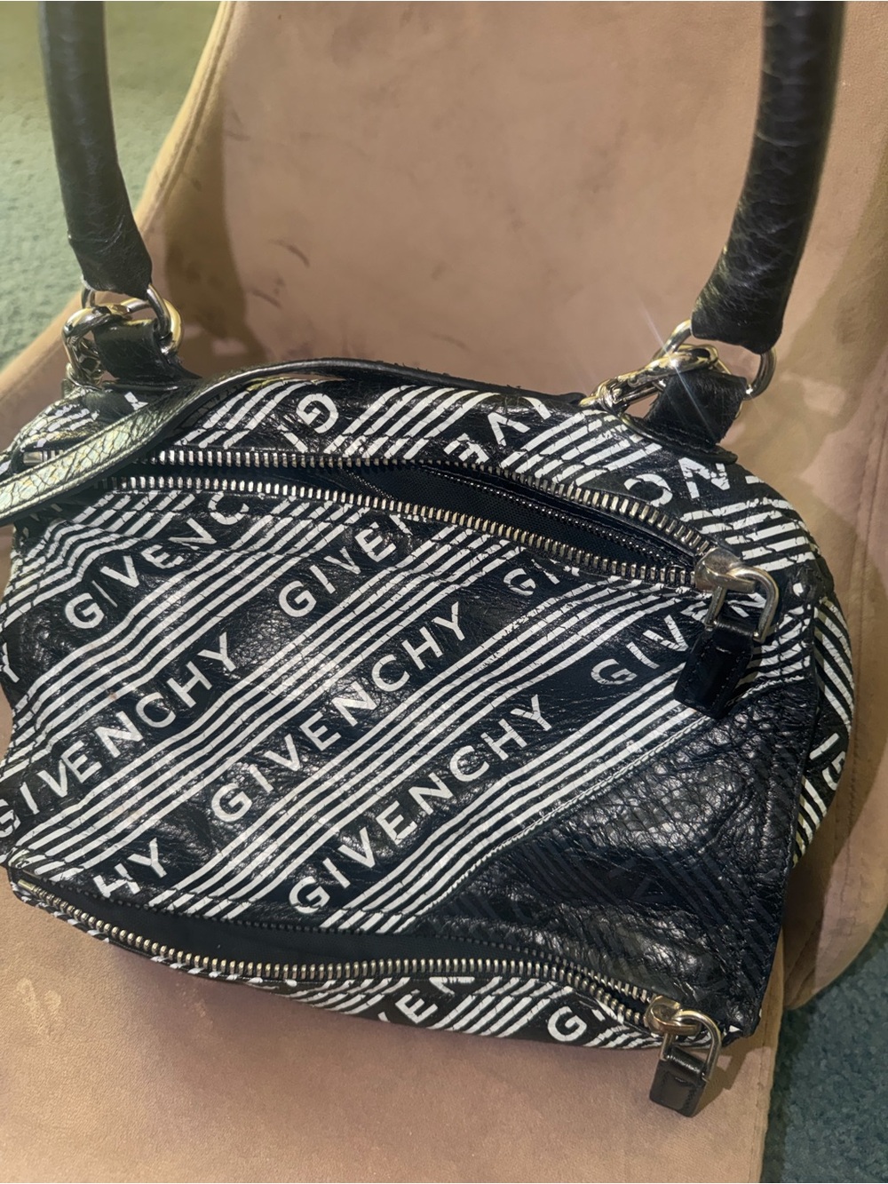 Givenchy Black & White Logo Mini Satchel Bag